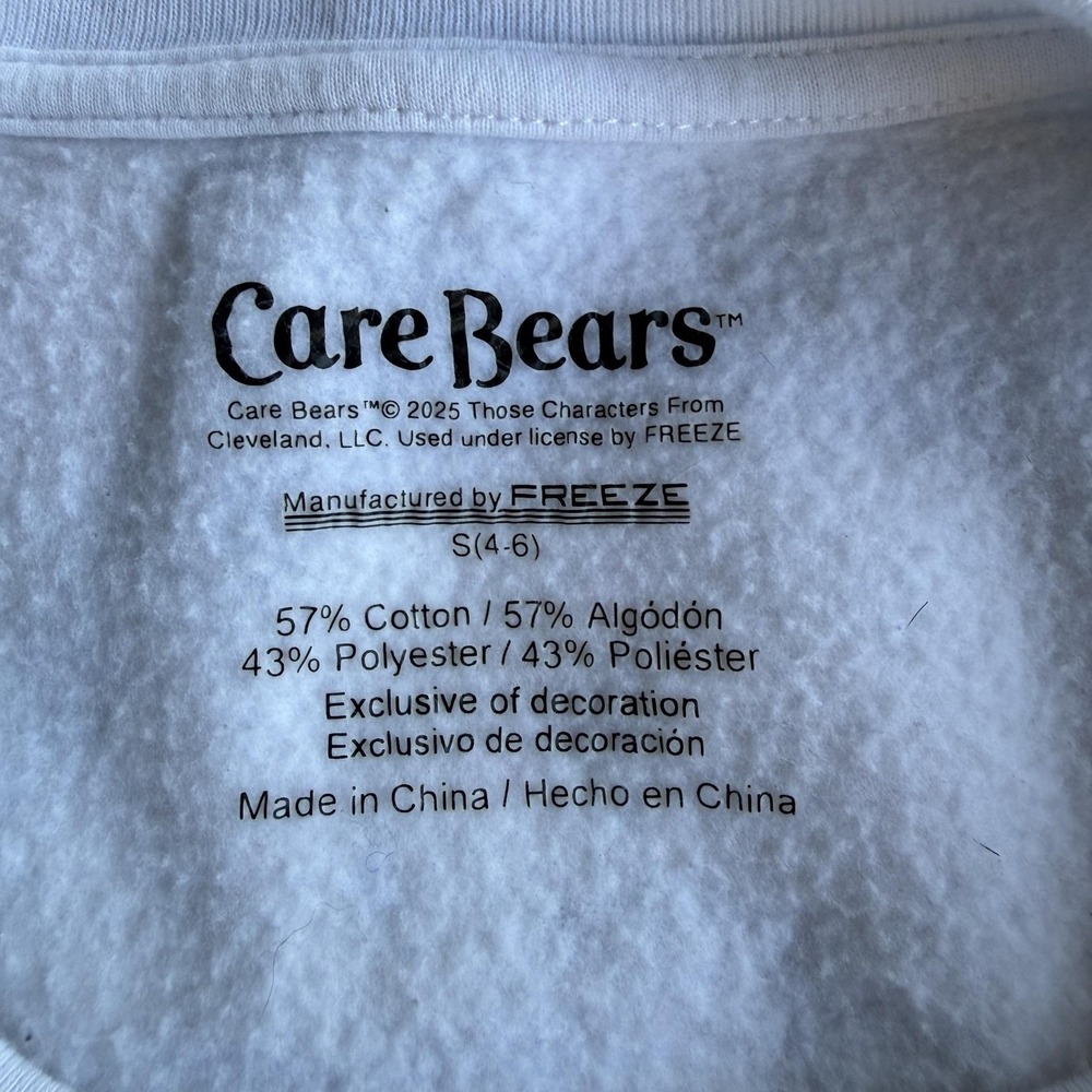 Care Bears Sweatshirt Kids Small 4-6 White Grumpy Bear Fleece Crew Neck - Picture 5 of 9